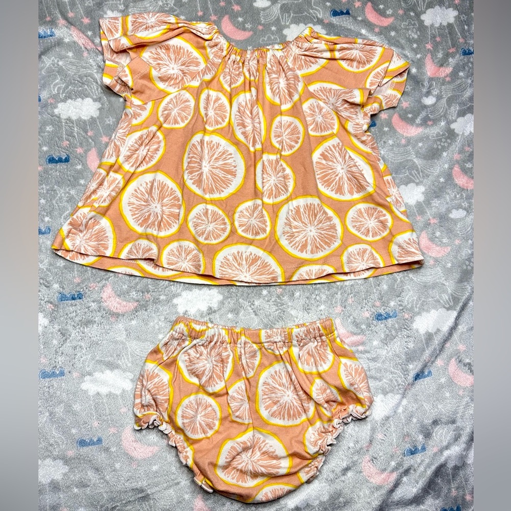 Grapefruit Organic Cotton Dress & Bloomer Set